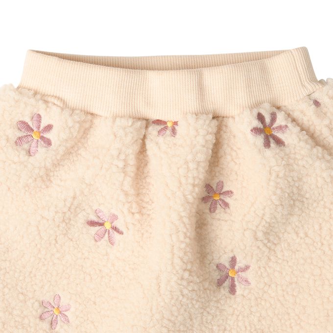 akachan honpo - 10分裙褲-刷毛 刺繡-淺卡其色