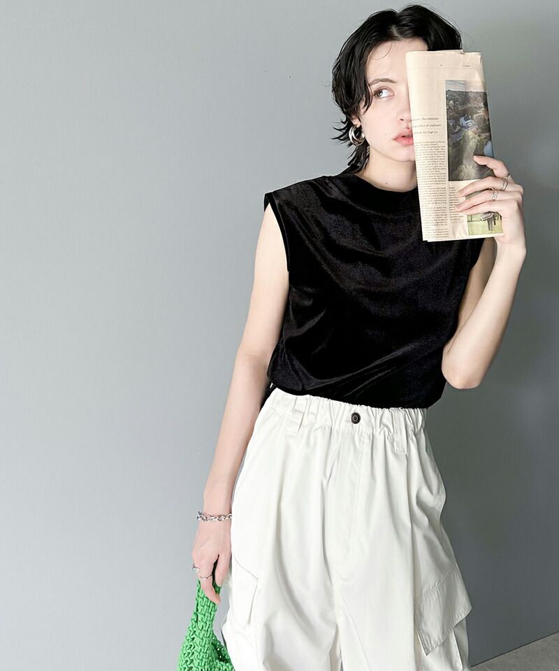 日本 Classical Elf - 高級絨感立領無袖上衣-孔雀藍