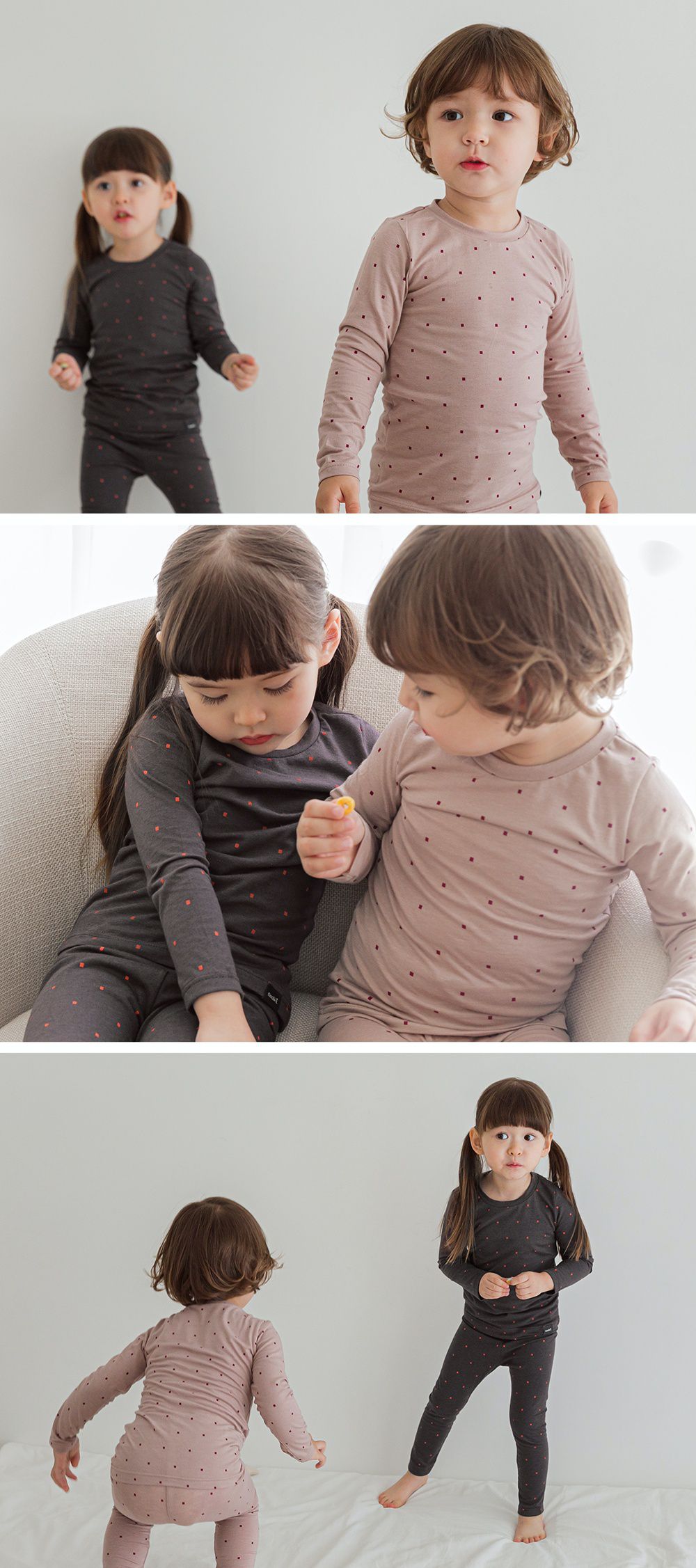 韓國 Cordi-i - 德國Viloft天然纖維保暖衣套裝-點點-可可