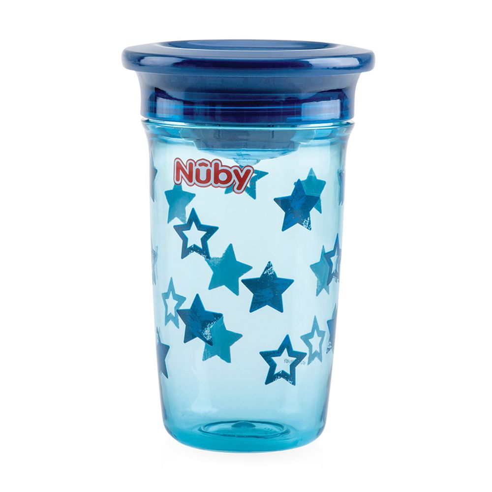 Nuby - 晶透360度喝水杯(12M+)-藍星星-300ml
