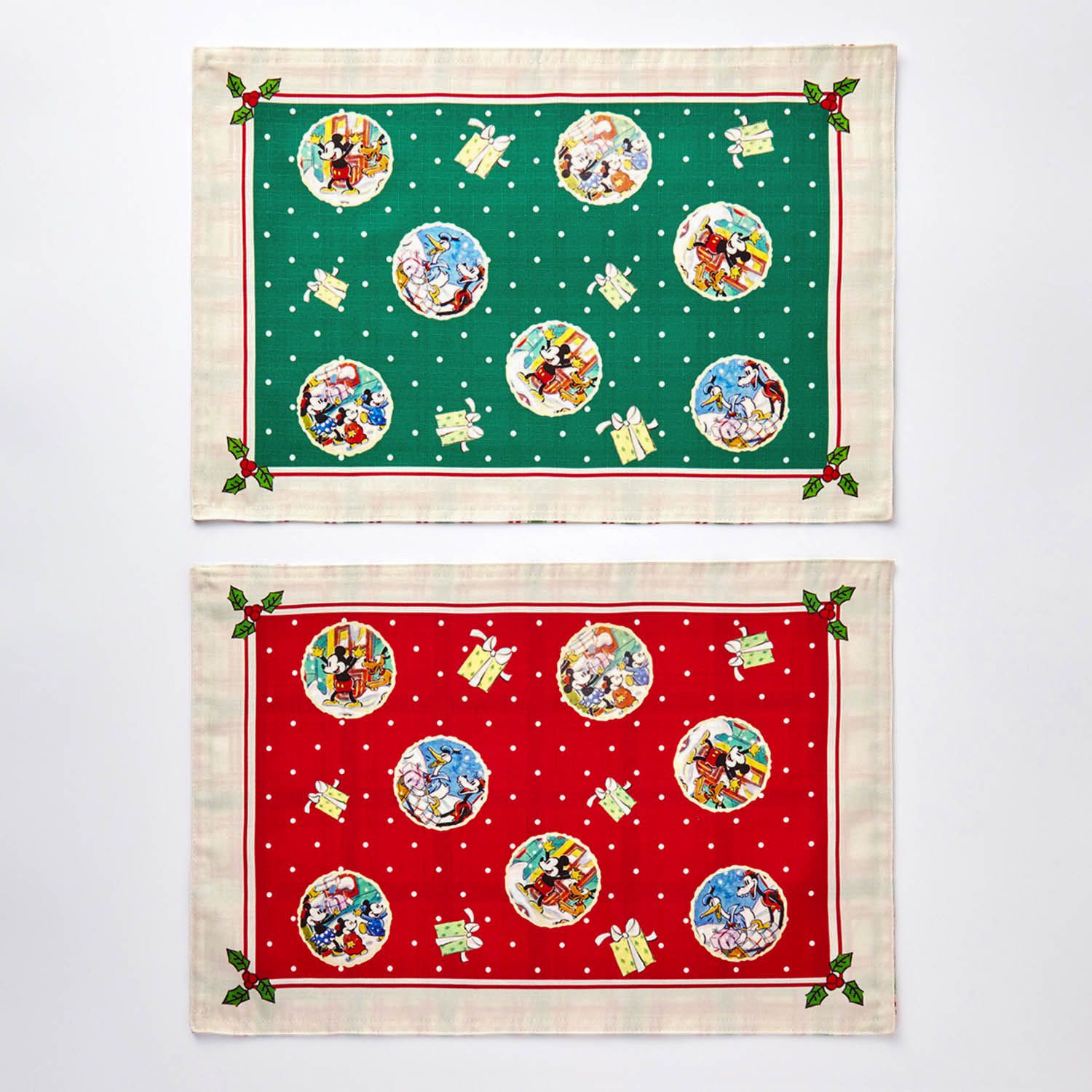 日本千趣會 - 迪士尼 防潑水餐墊兩入組-聖誕節-米奇與好友