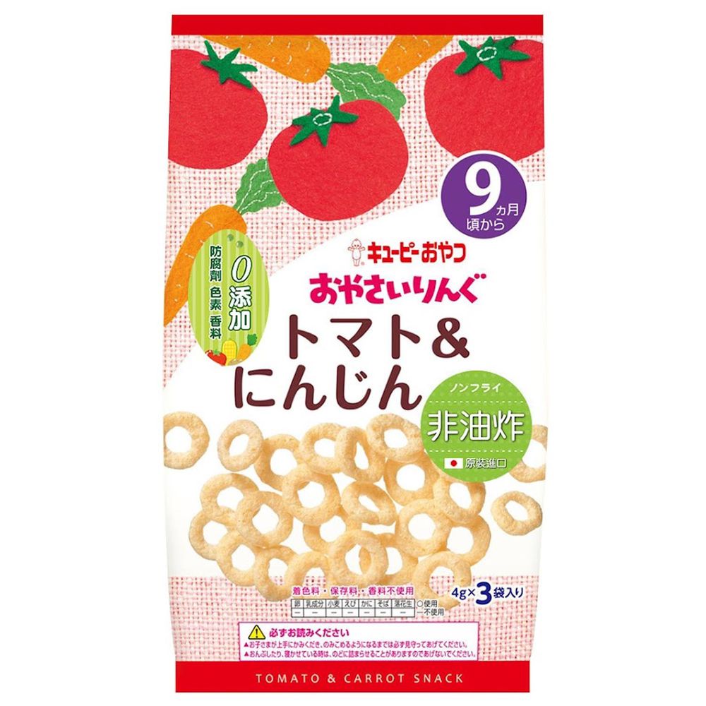 日本kewpie - S-5寶寶菓子圈圈-番茄胡蘿蔔--4gX3