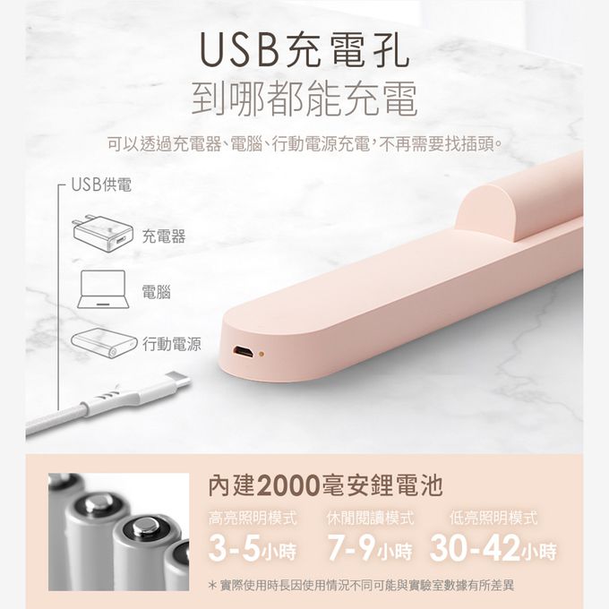 Muigic沐居 - VN004 高質感USB充電磁吸式護眼檯燈 (粉)