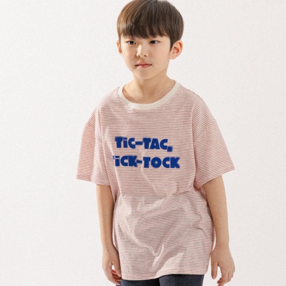 韓國 BUCKET LIST - TIC-TAC條紋短袖上衣-紅