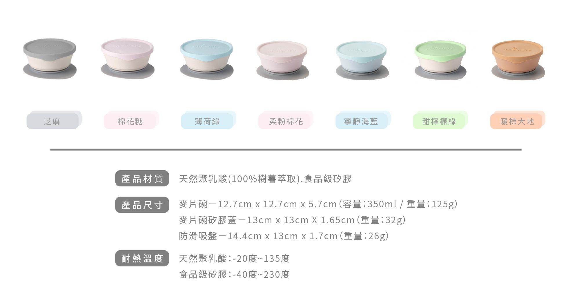 美國Miniware - 天然聚乳酸麥片碗組 - 柔粉棉花