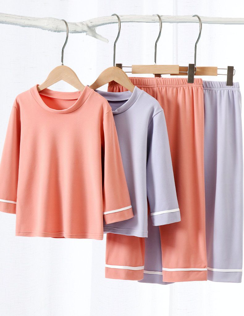 MAMDADKIDS - 雙面絨保暖長袖家居服套裝-橘紅色