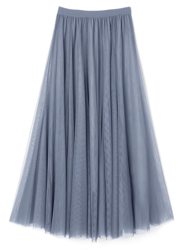 日本 GRL - 飄逸顯瘦雙層傘紗裙-灰摩卡 (M)