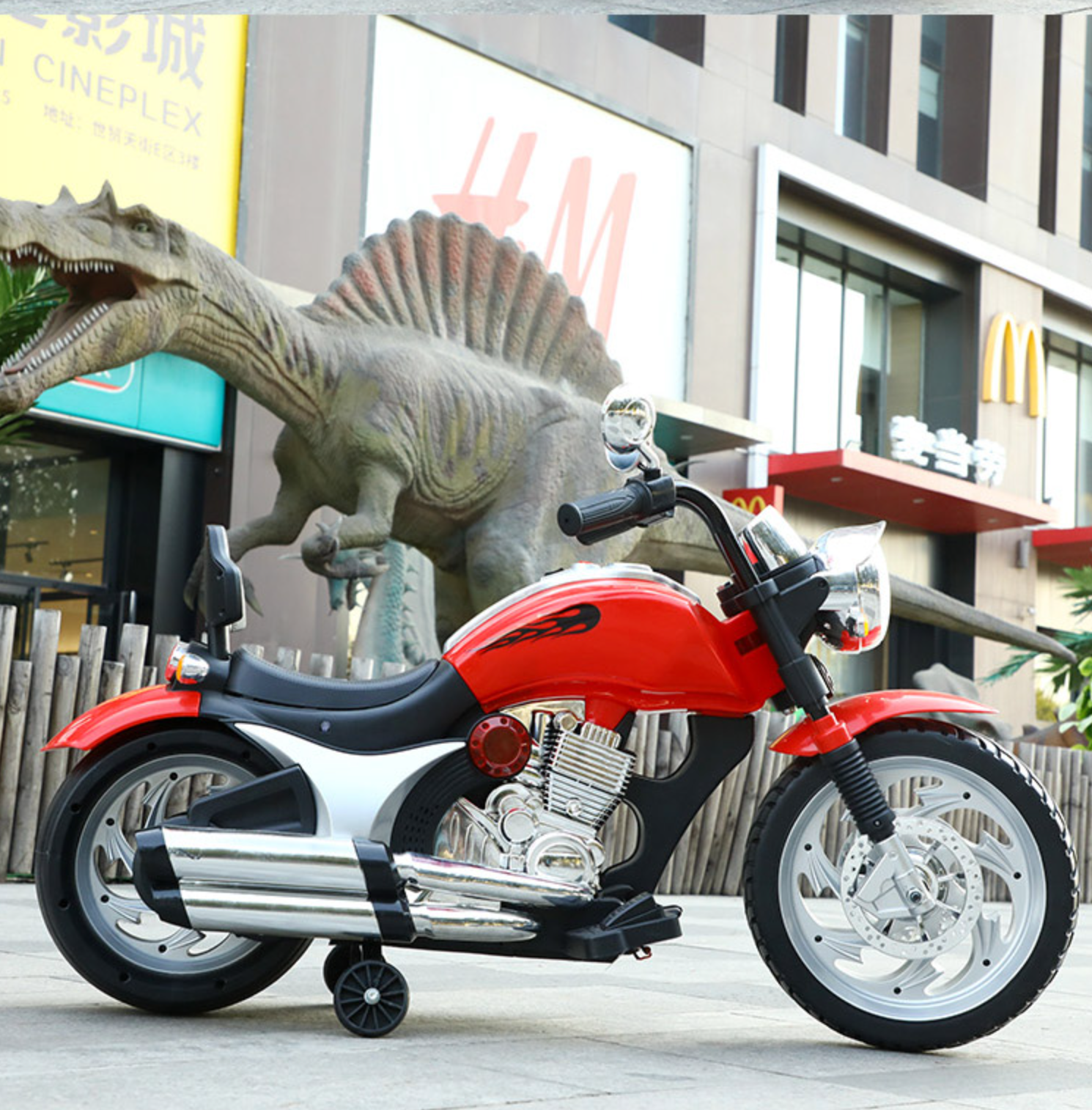 聰明媽咪兒童超跑 - 哈雷重型兒童電動機車-紅色