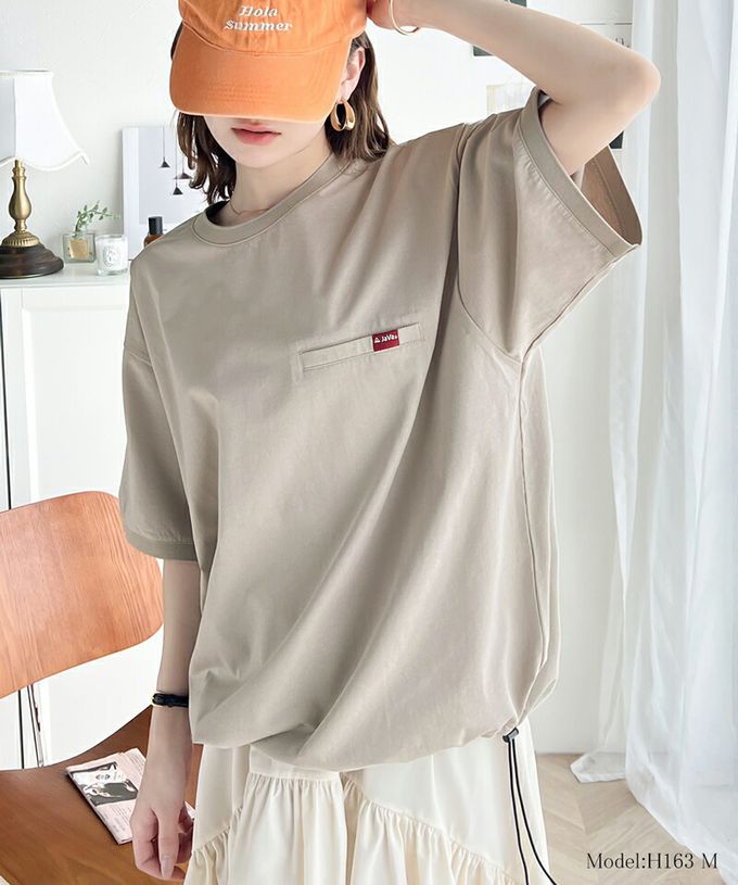 日本 Classical Elf - 純棉光澤感率性紅標抽繩T恤-黑