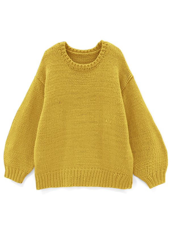 日本 GRL - 慵懶感落肩長版針織上衣-秋日橘 (F)