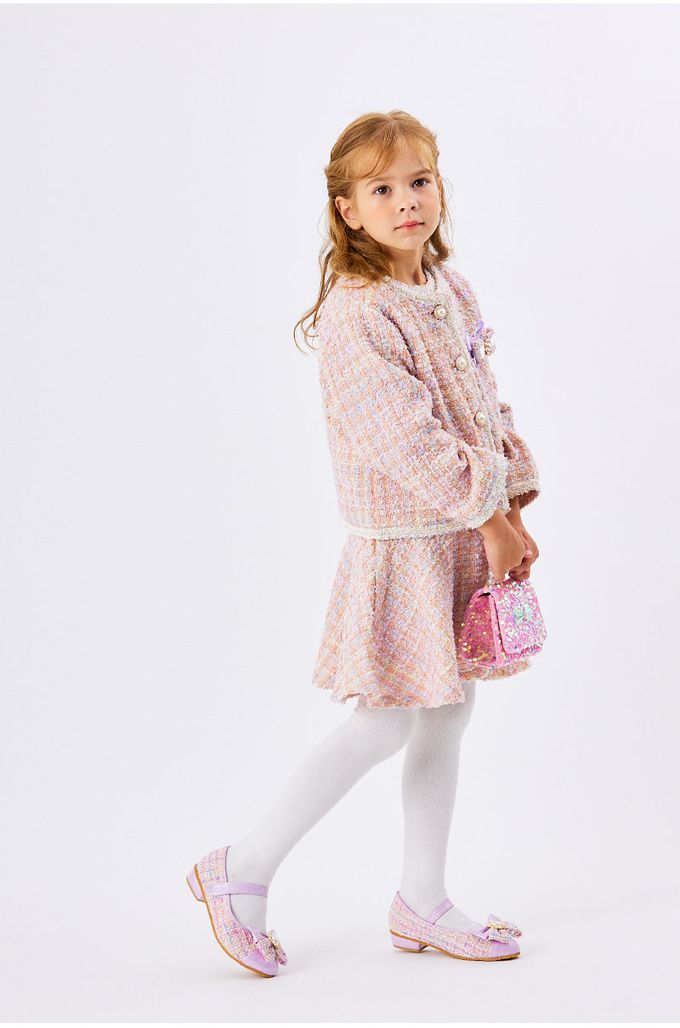 韓國 OZKIZ - 小香編織風格連身背心洋裝-粉紫