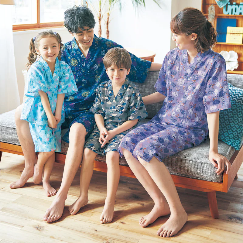 日本千趣會 - 迪士尼純棉甚平/家居服-(小孩)米奇花火-深藍