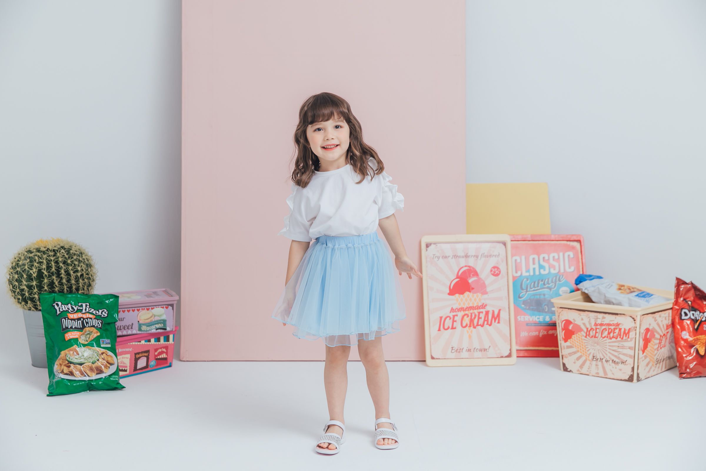 Peachy - 北鼻款*獨家訂製綿柔空氣紗裙-短裙款-Elsa冰藍