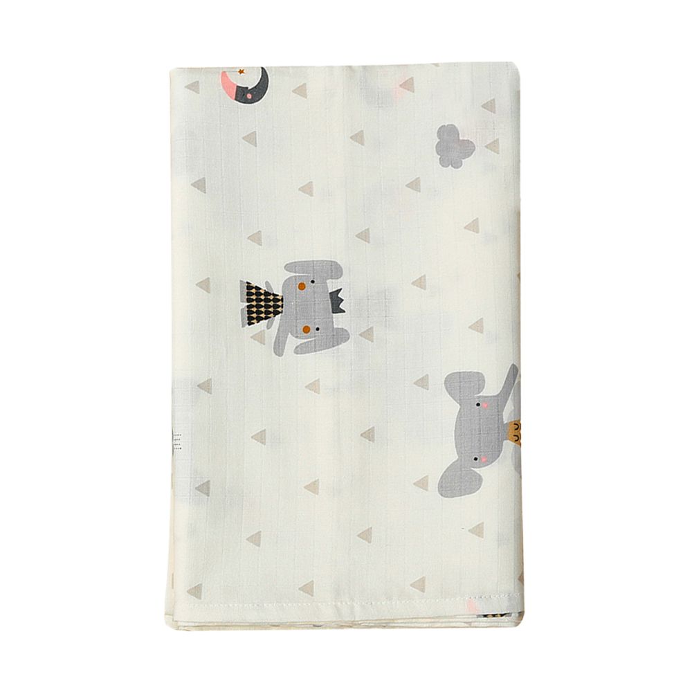 多功能棉紗蓋被 薄款嬰兒被 純棉透氣包巾 嬰兒床床單-灰色大象 (125*125cm)