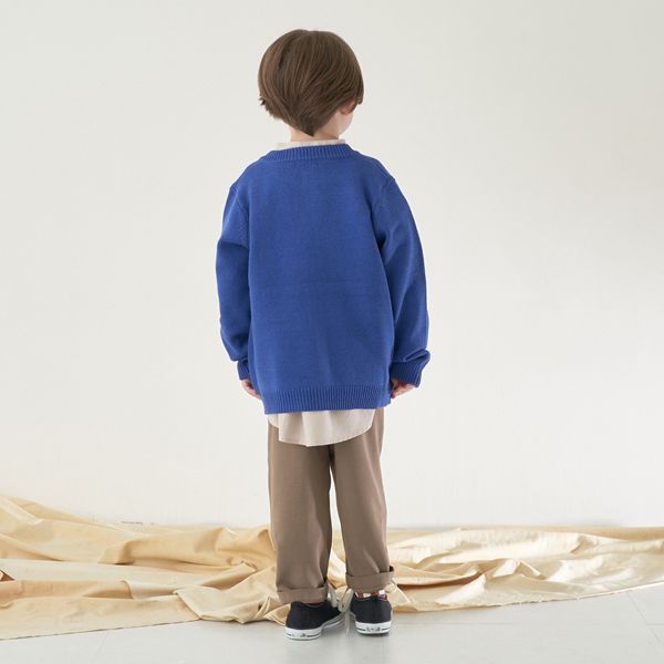 日本 b-ROOM - 字母刺繡針織開襟衫(可機洗)-灰