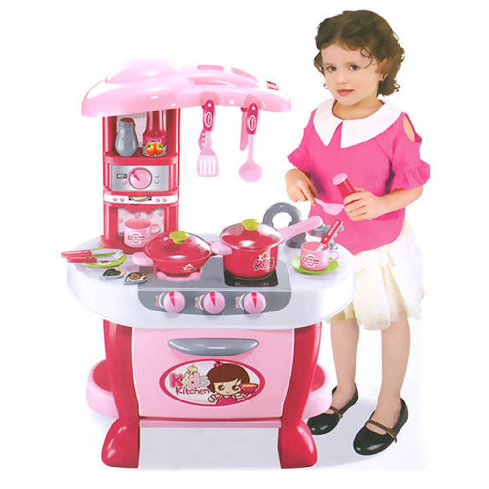 酷比樂 - 家家酒系列玩具／聲光觸控廚房組-粉紅色