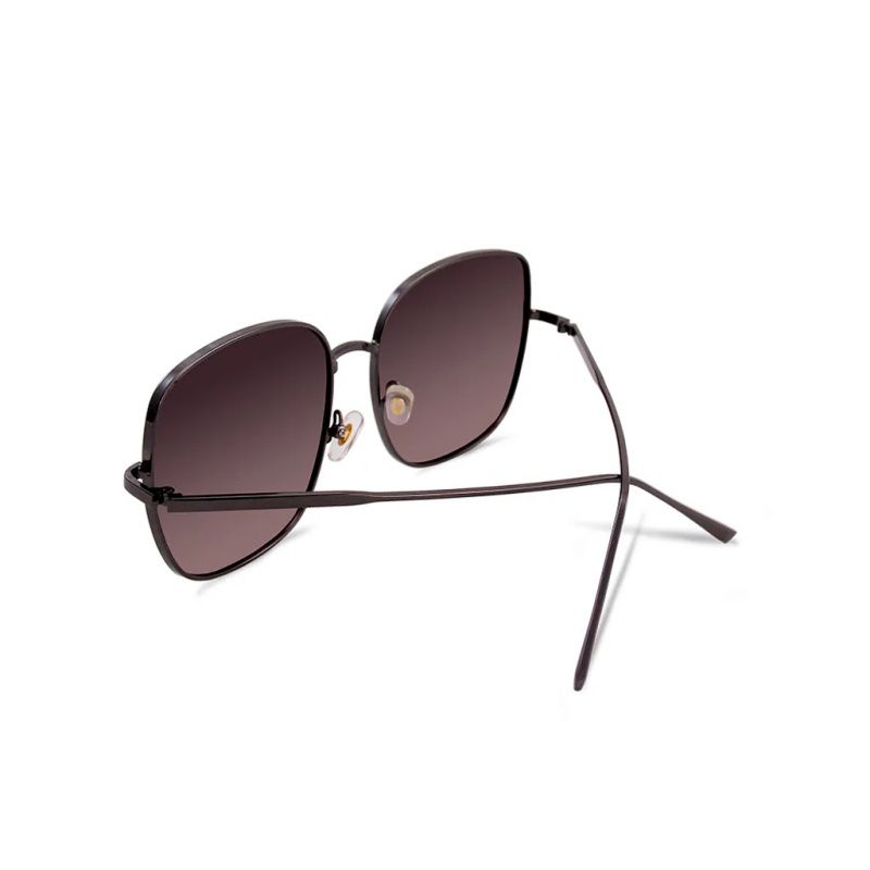 ALEGANT - 韓系超人氣瑩彩灰粉漸層微方鈦銀細框偏光墨鏡│UV400太陽眼鏡