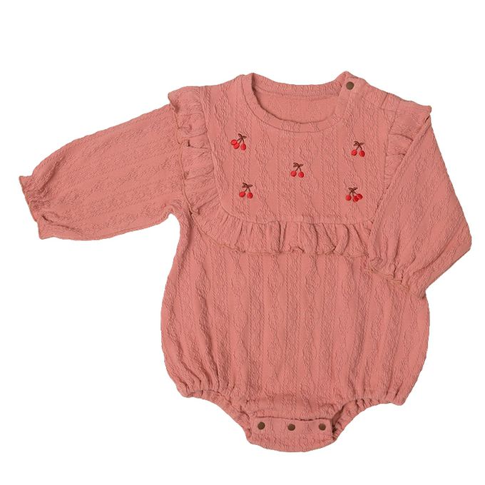 akachan honpo - 長袖包屁衣 蓬蓬版型-刺繡-紅色