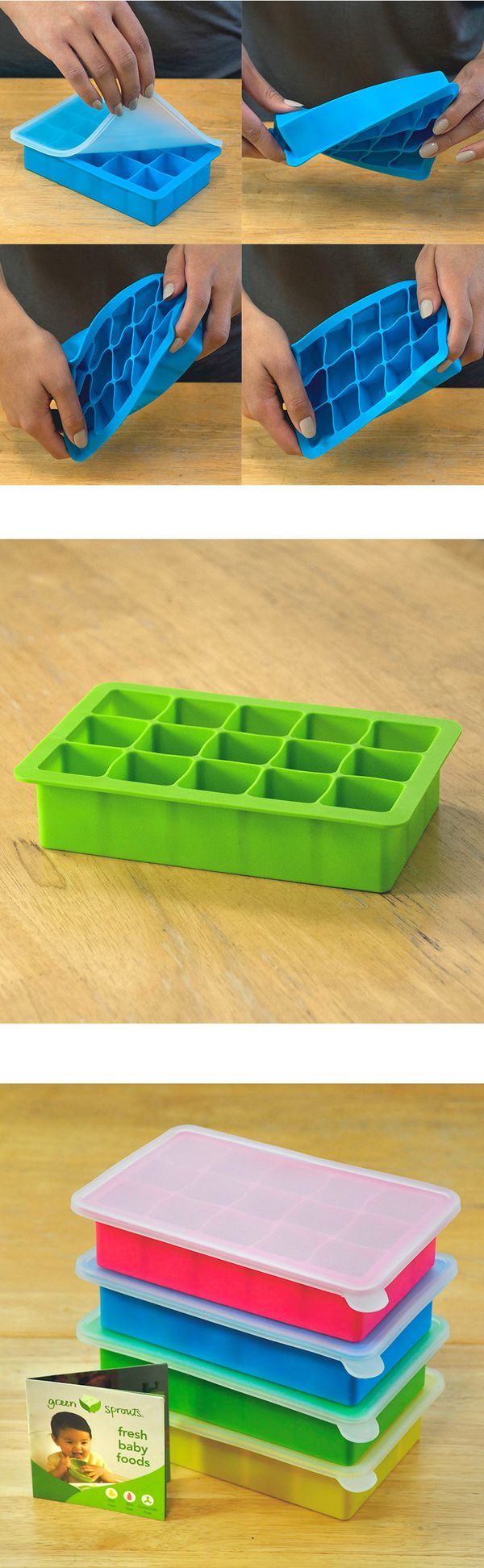 美國 green sprouts - 小綠芽寶寶副食品15格冷凍盒/製冰盒-草綠色