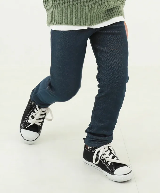 日本 devirock - RICH WARM 保暖裏毛合身長褲-灰藍