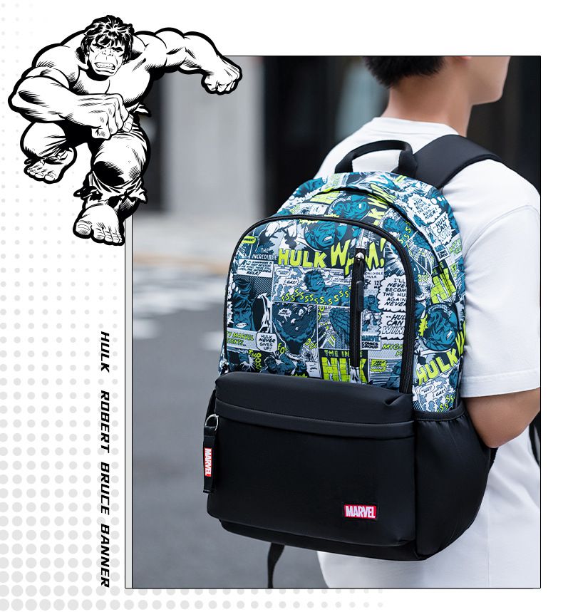 卡通防水耐磨大容量後背包/書包-卡通人物雷神-雷神之鎚-黑色 (建議110-135cm)-30x19x46cm