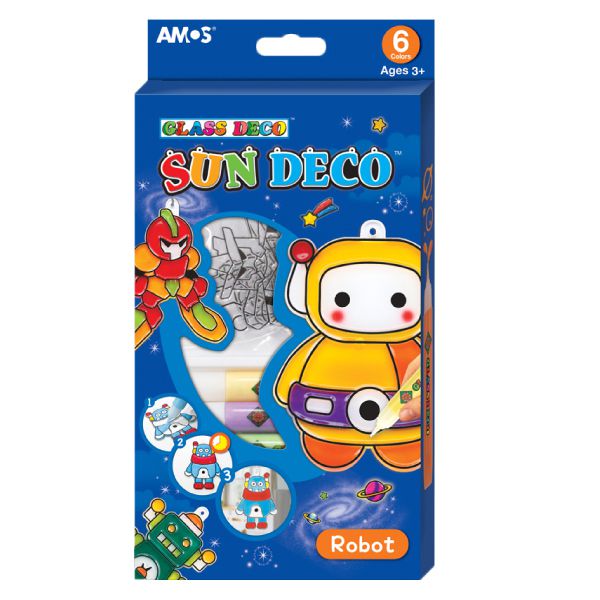 韓國 AMOS - 6色機器人主題吊飾玻璃彩繪膠
