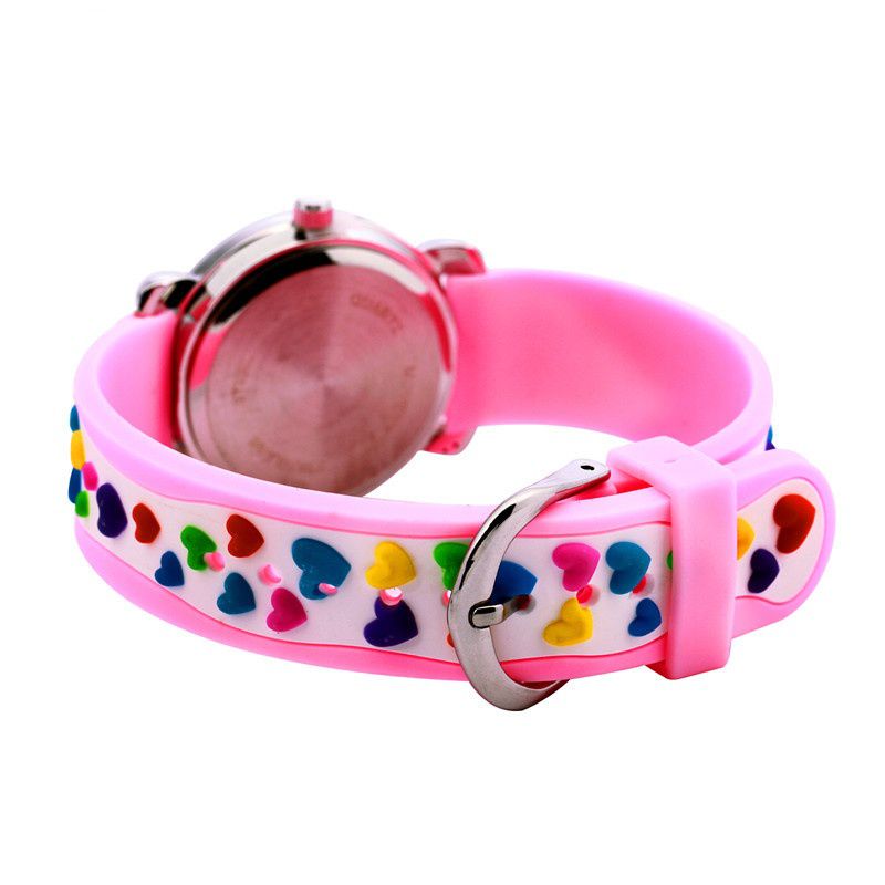 3D立體卡通兒童手錶-經典小圓錶-淺粉愛心