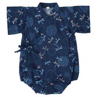 akachan honpo - 甚平包屁衣-蜻蜓-深藍色-日本製