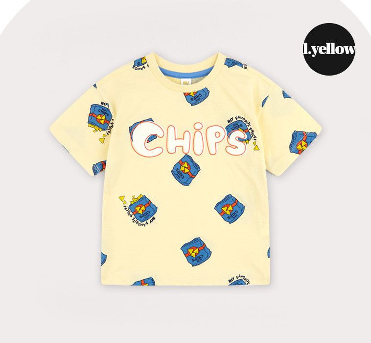韓國 HEJMINI - CHIPS滿版印花上衣-米黃
