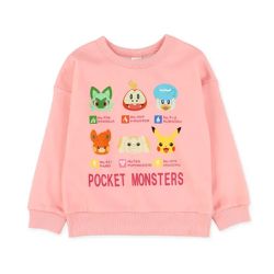 日本西松屋 - 限量聯名 裏起毛保暖長袖上衣-卡通人物寶可夢-粉紅