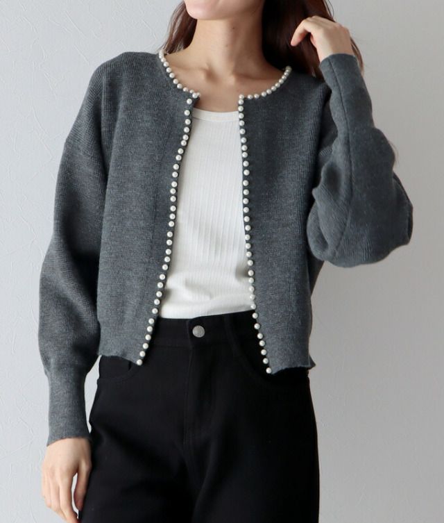 日本 BLUE EAST - 珍珠公主短版針織外套-米杏