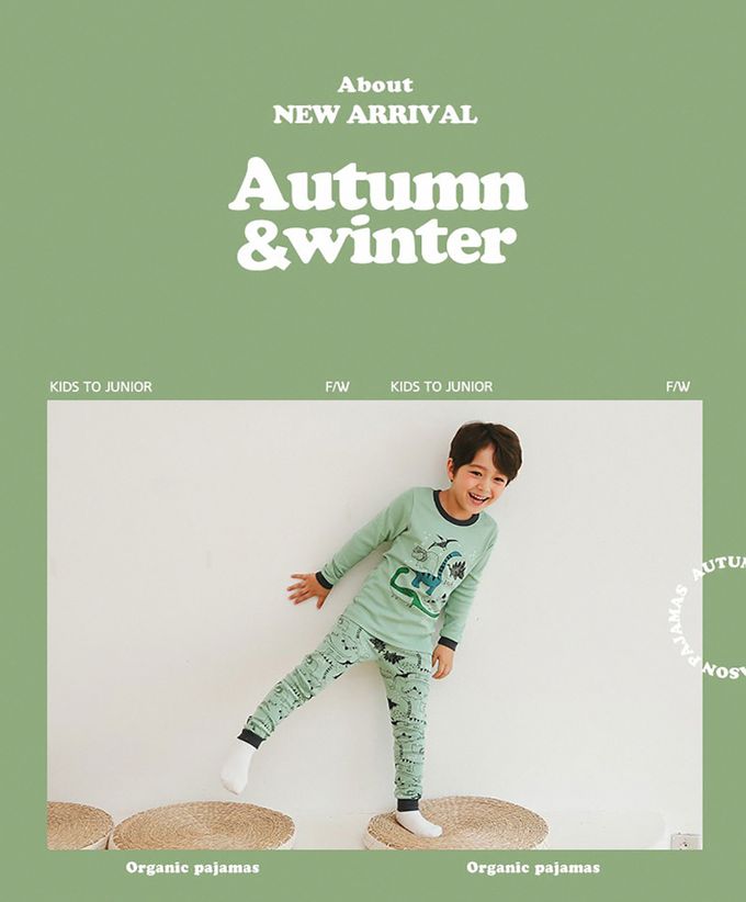 正韓 Puco - 超優質嬰幼兒/兒童長袖100% 有機純棉家居服/睡衣-恐龍塗鴉