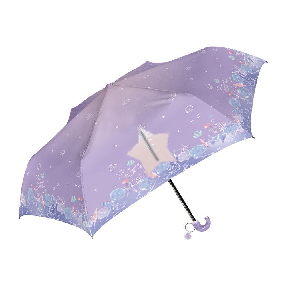 日本中谷 - 輕量透明窗兒童雨傘/折疊傘-夢幻海洋-粉紫 (50cm(身高115-125cm))