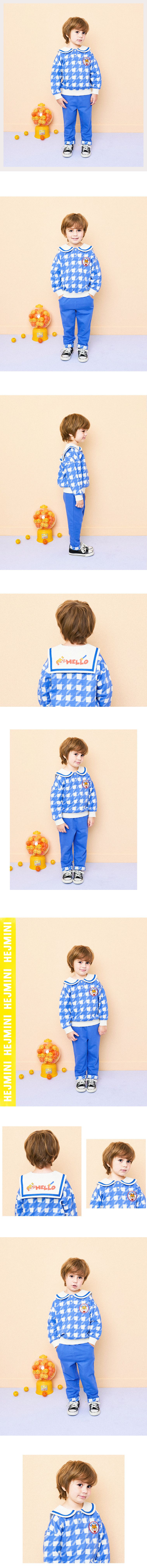 韓國 HEJMINI - 藍格紋水手領套裝-藍