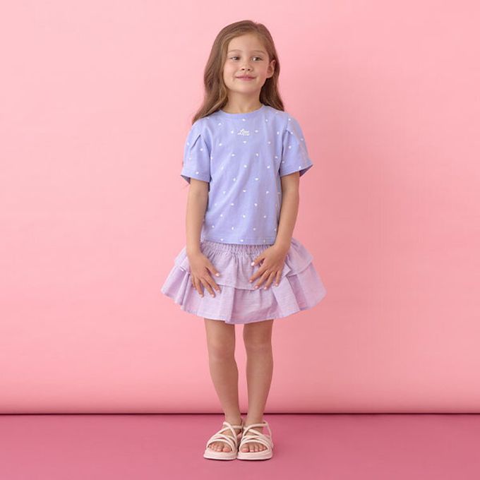 日本 Lycee mine - 純棉滿版印花打褶泡泡袖上衣-點點-炭灰