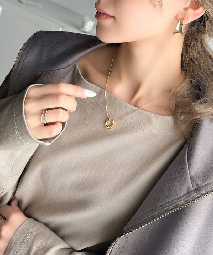 日本 Classical Elf - 一字領寬鬆落肩長袖T恤-炭灰