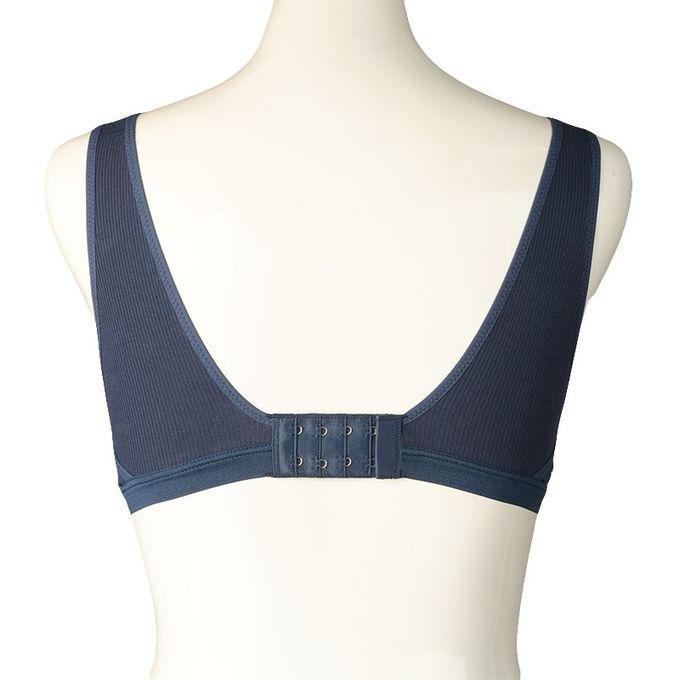 akachan honpo - 輕鬆哺乳 半截式內衣-羅紋 鉤扣款-深藍色