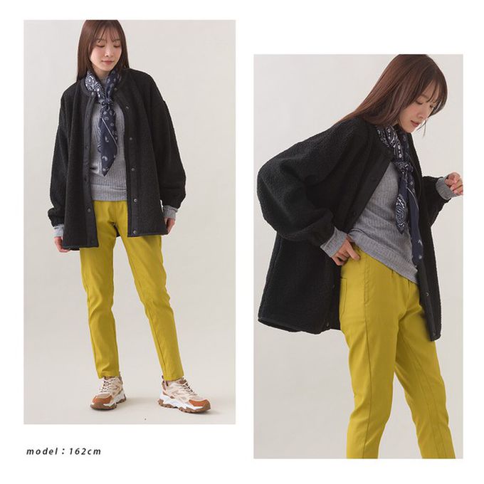 日本 OMNES - 溫柔短毛絨鈕扣無領保暖外套-米白