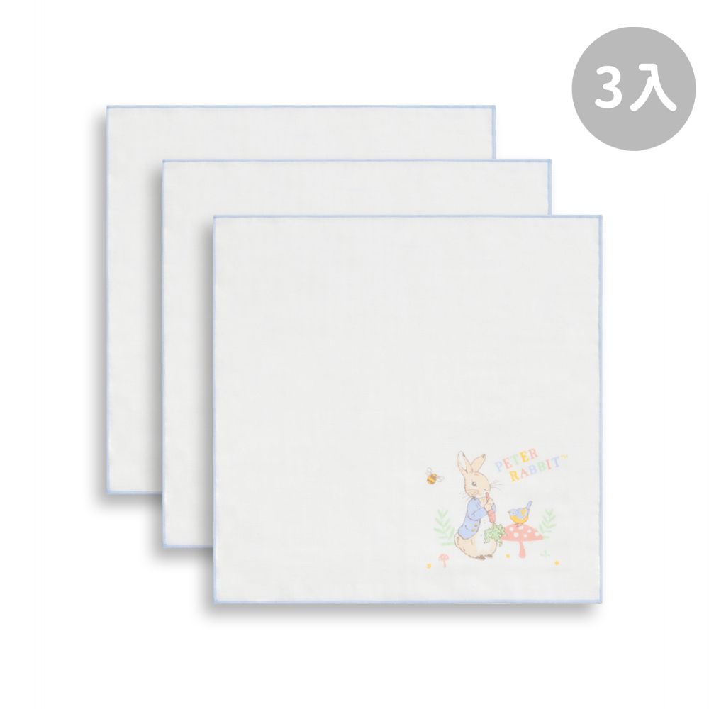 悅讀比得兔紗布手帕3入 29×29cm(紗布巾 方巾 口水巾 餵奶巾 洗臉巾 拍嗝巾)