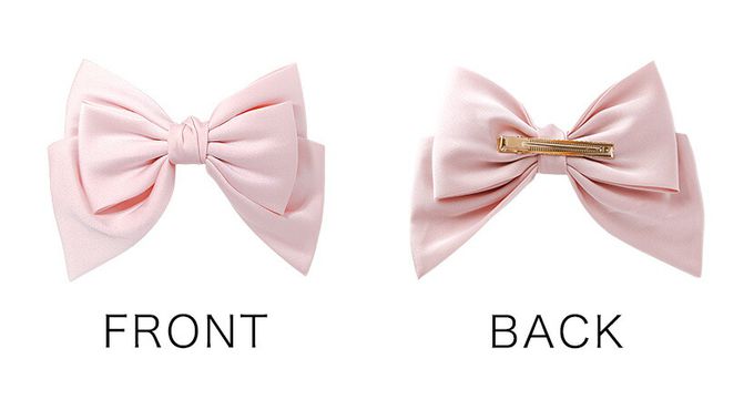 日本 Catherine Cottage - 夢幻光澤蝴蝶結緞帶髮夾-黑