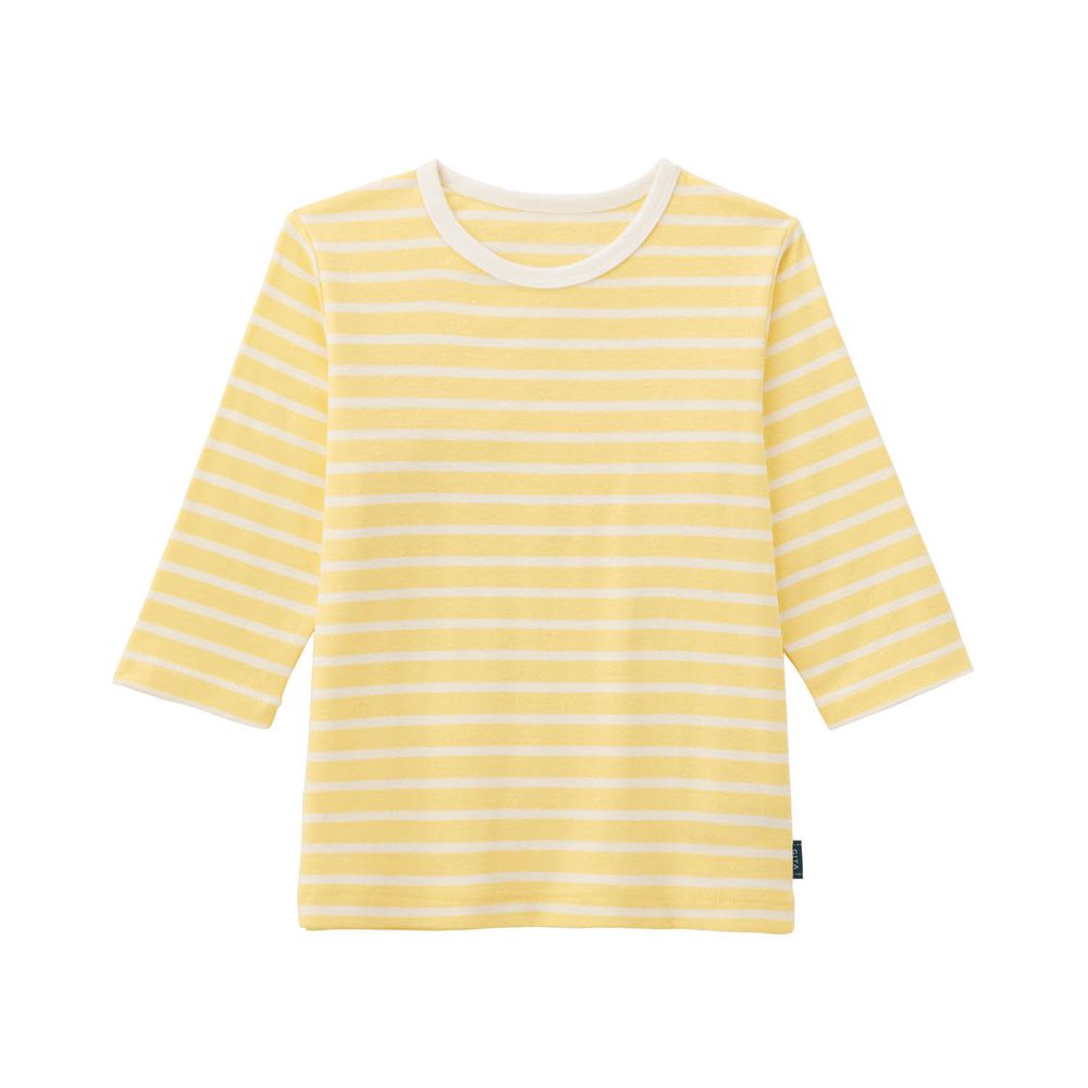 日本千趣會 - GITA 純棉輕薄舒適七分袖T-橫條紋-黃