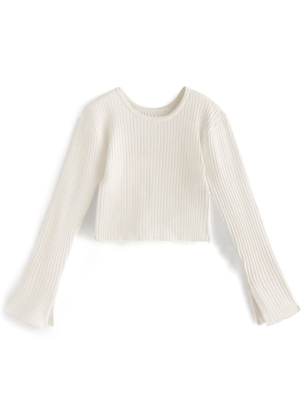 日本 GRL - 甜美交叉短版羅紋針織上衣-粉 (F)