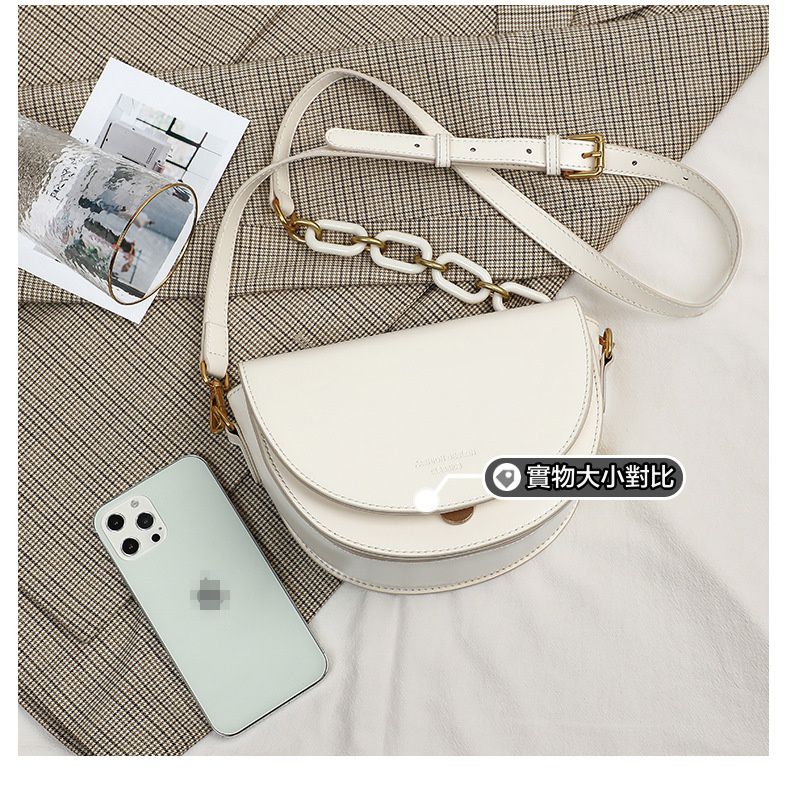 真皮高質感單肩/斜背馬鞍包-棕色 (20.5x14x7.5cm)