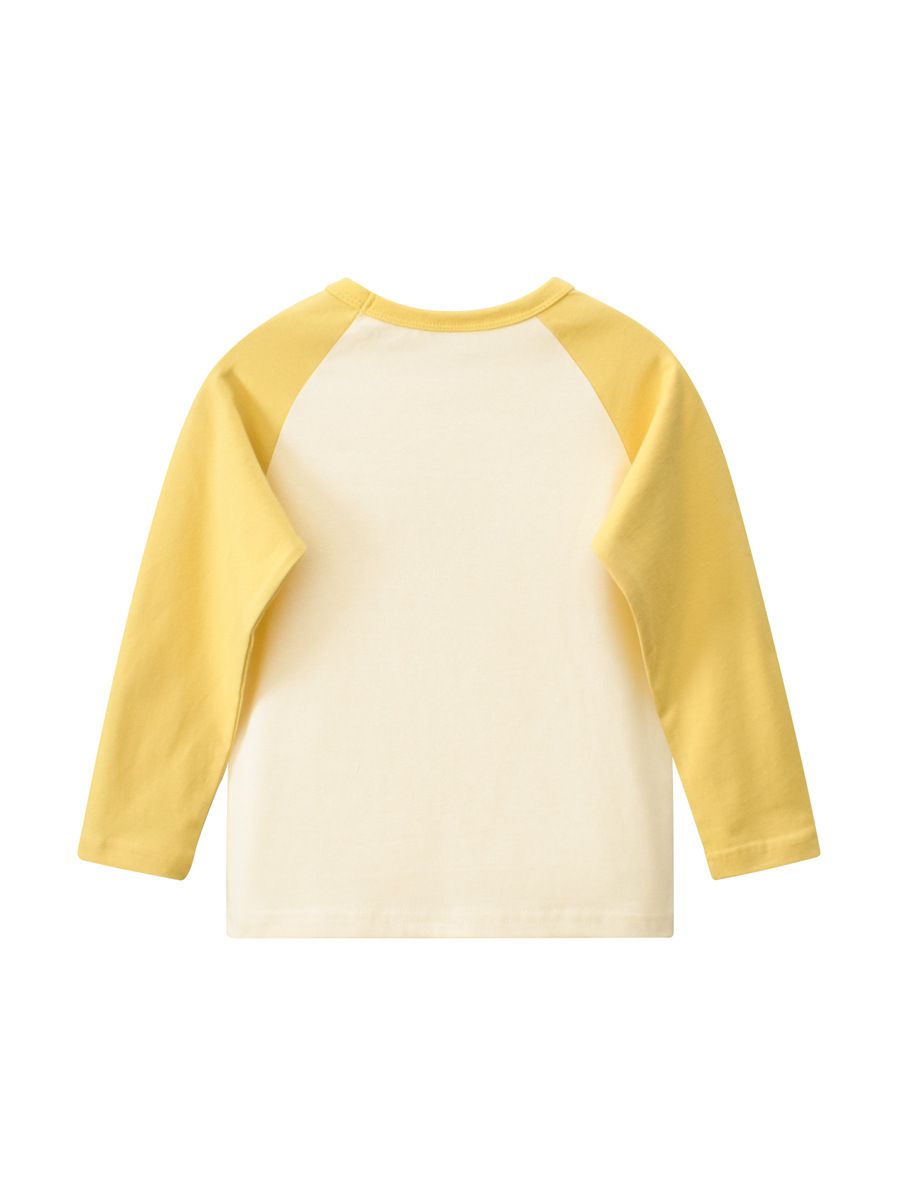 純棉圓領薄長袖上衣-繽紛熊熊-杏+黃