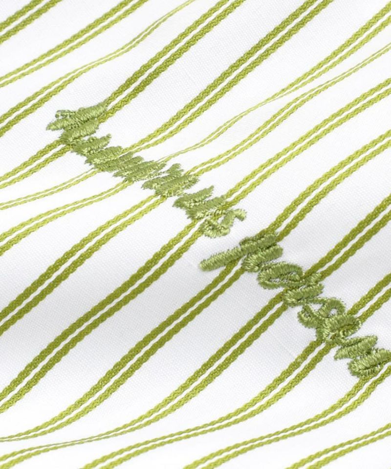 日本 zootie - 男孩風直條紋短袖襯衫-青草綠