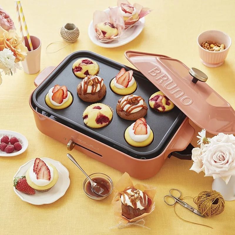日本 BRUNO - 多功能電烤盤 BOE021 珊瑚紅款