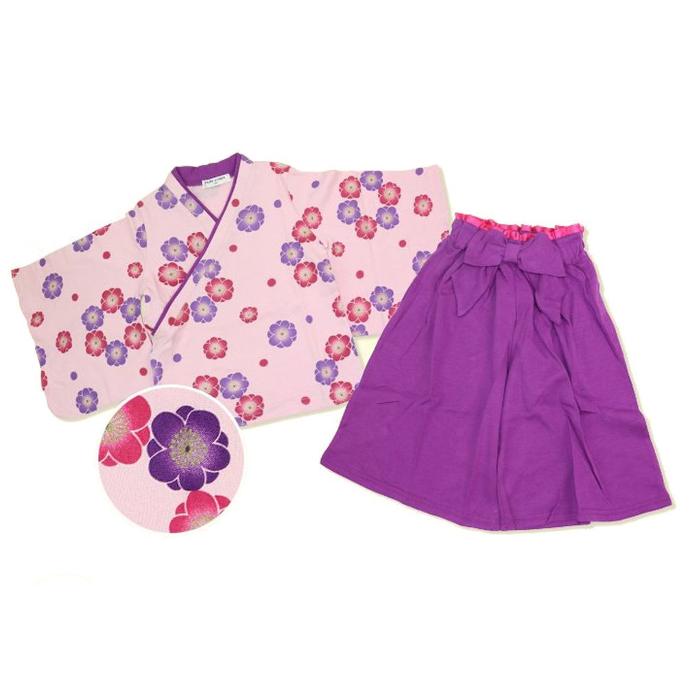 日本服飾代購 - 純棉日本傳統袴 和服(兩件式)-梅花-紫