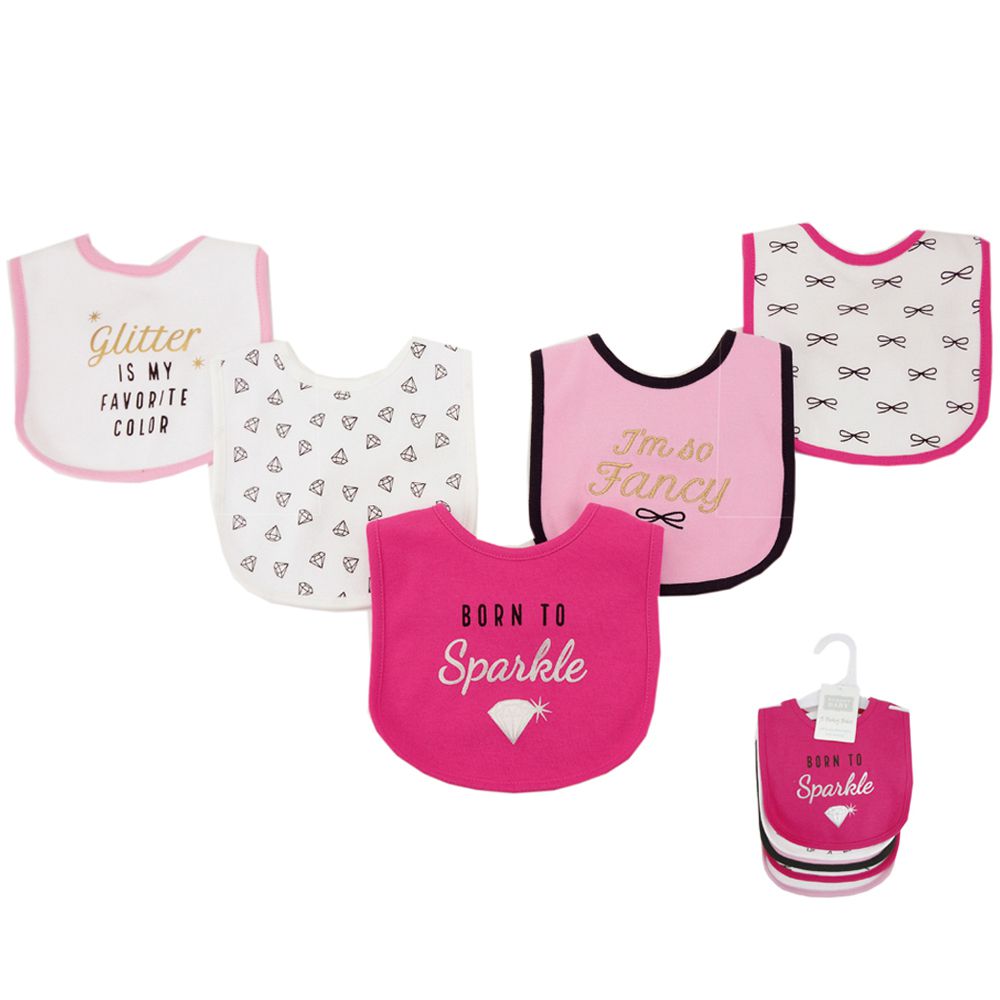 美國 Luvable Friends - 甜蜜寶貝嬰幼兒吸水口水巾圍兜5入組-璀璨鑽石