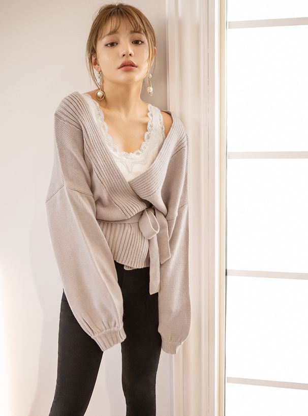 日本 GRL - 蕾絲滾邊圓領無袖上衣-米白