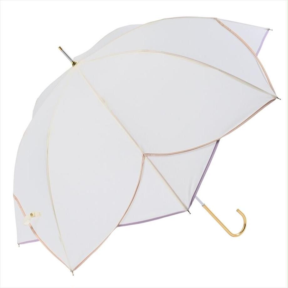 日本 nifty colors - 抗UV輕量 晴雨兩用J型手把直傘-花瓣浪漫-薰衣草 (直徑90cm/256g)